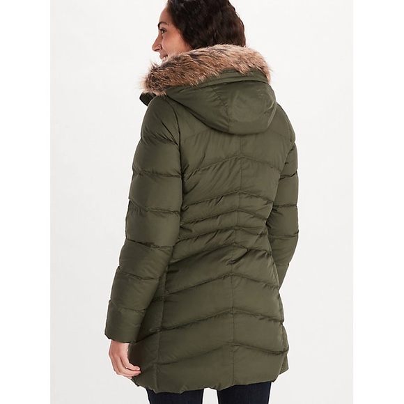 NWT Marmot Women’s Montreal 700 Fill Down Fur Lined Long Parka Nori Green - XS - Picture 6 of 11